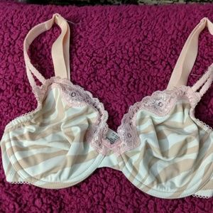 Whimsy lace trimmed zebra print underwire bra 32D